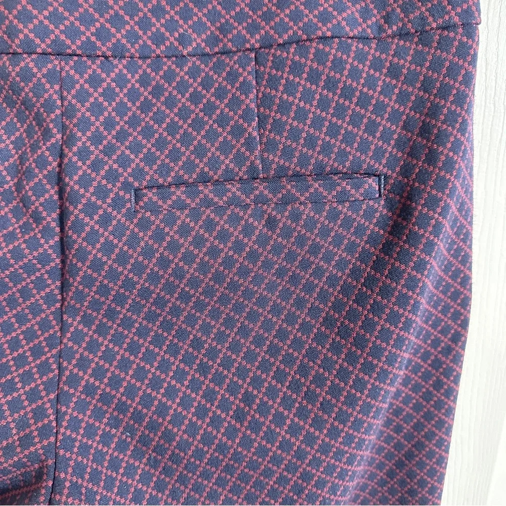 Express "Columnist" Navy/Plum Diamond Pattern Pan… - image 1